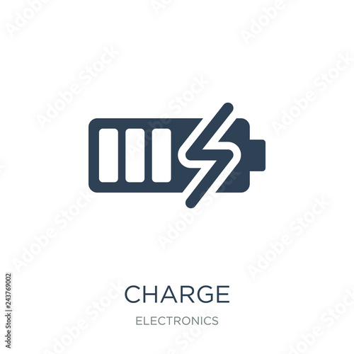 charge icon vector on white background, charge trendy filled ico