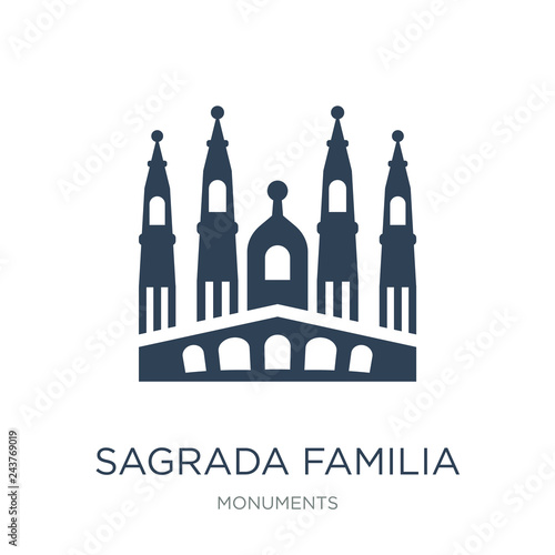 sagrada familia building icon vector on white background, sagrad