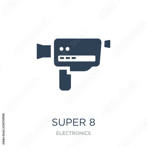 super 8 icon vector on white background, super 8 trendy filled i