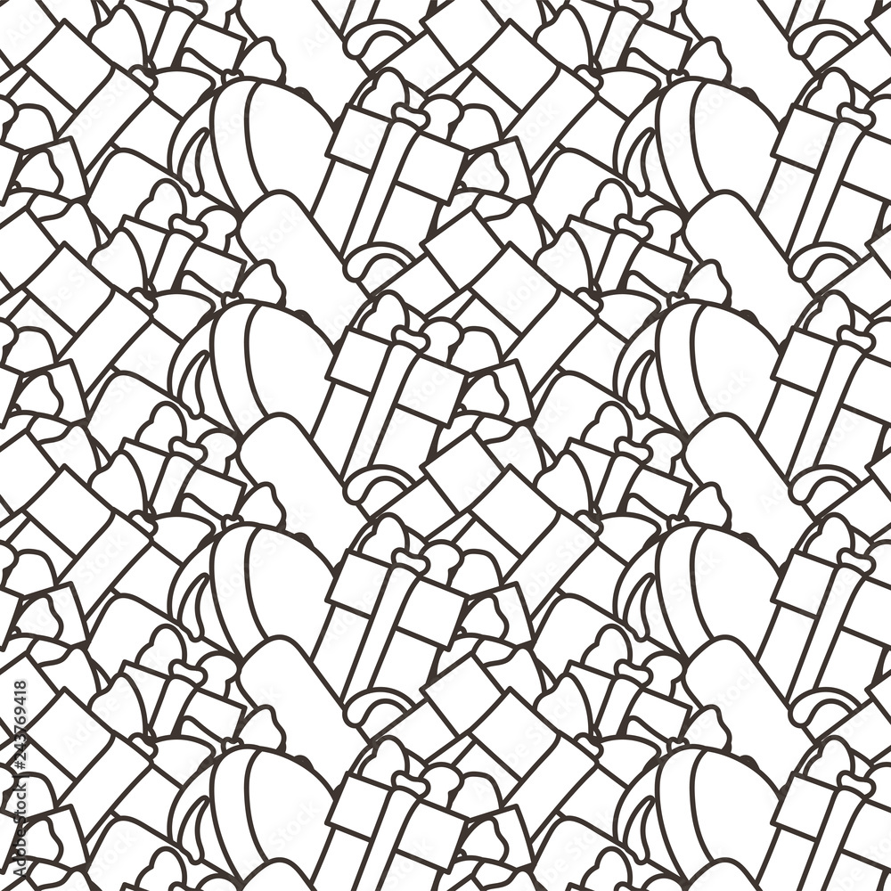 Obraz premium Funny doodle seamless pattern with gift boxes. Cute for prints, cards, designs and coloring books