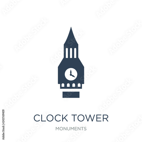 clock tower icon vector on white background, clock tower trendy