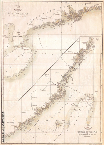 1863, Cassell's Dispatch Atlas Map of Taiwan, Formosa and the Hainan Coast of China