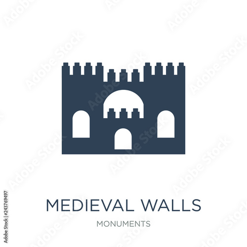medieval walls in avila icon vector on white background, medieva photo