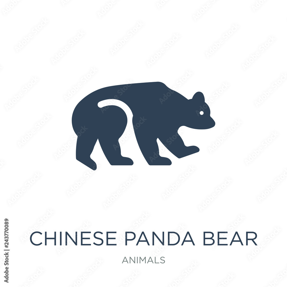 chinese panda bear icon vector on white background, chinese pand