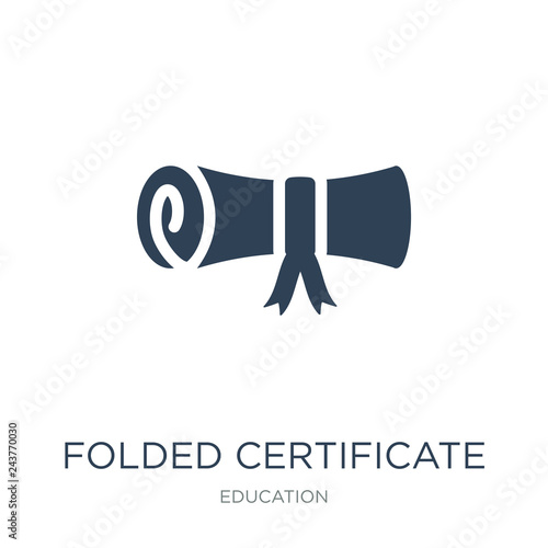 folded certificate icon vector on white background, folded certi