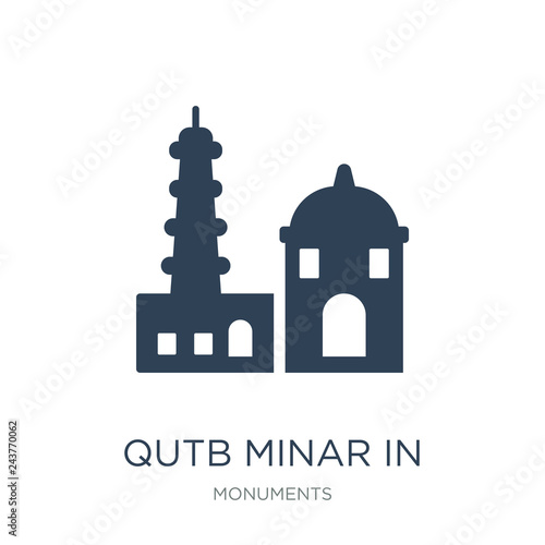 qutb minar in new delhi icon vector on white background, qutb mi