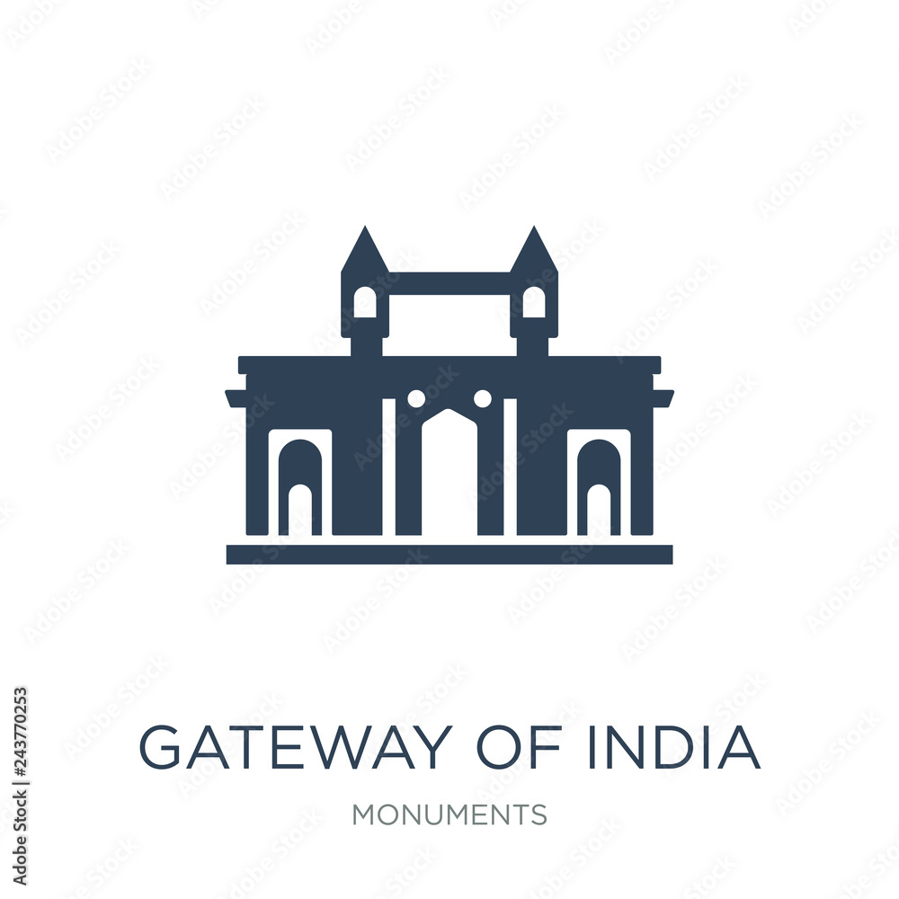 Fototapeta premium gateway of india icon vector on white background, gateway of ind