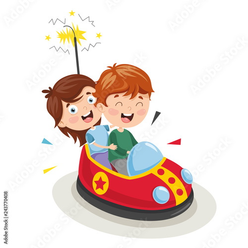 Vector Illustration Of Amusement Park