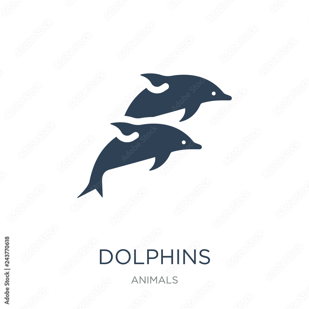 dolphins icon vector on white background, dolphins trendy filled dolphins icon vector on white background, dolphins trendy filled