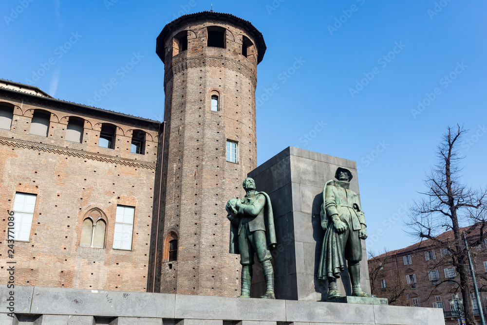 Monument on Piazza Castello in Turin, Italy