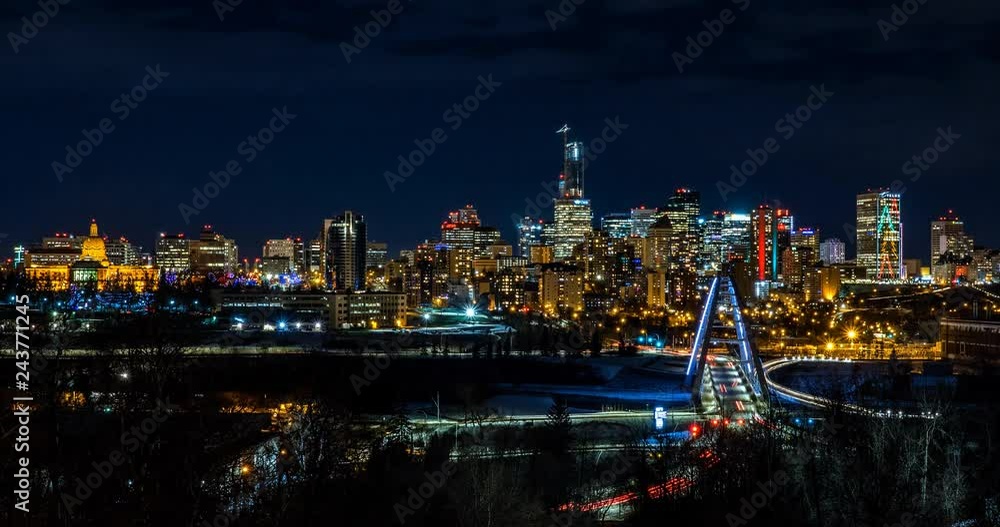 Timelapse of Edmonton Skyline at night during Winter Timelapse of Edmonton Skyline at night during Winter