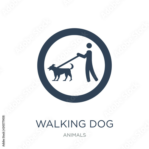 walking dog icon vector on white background, walking dog trendy