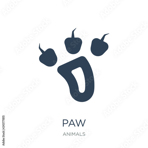 paw icon vector on white background, paw trendy filled icons fro