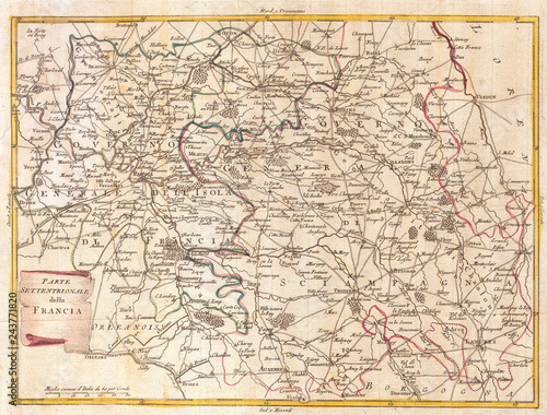 1740, Zatta Map of Central France and the Vicinity of Paris