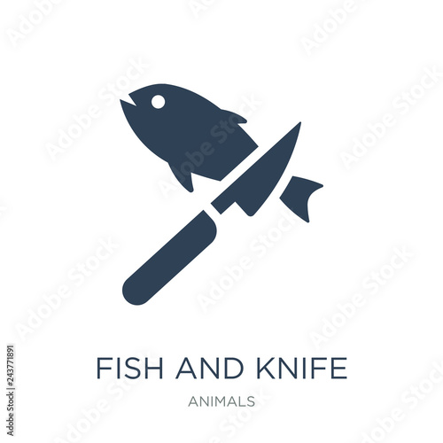 fish and knife icon vector on white background, fish and knife t