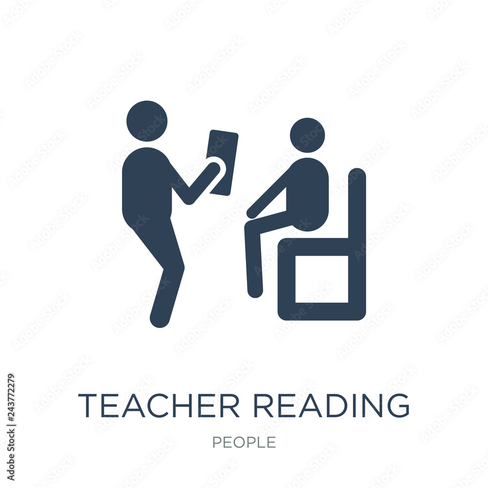 teacher reading icon vector on white background, teacher reading trendy filled icons from People collection, teacher reading vector illustration