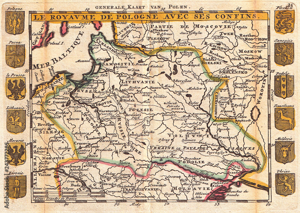 1747, La Feuille Map of Poland