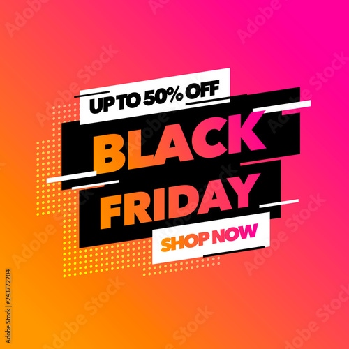 Vector illustration Black Friday Sale banner template design with colorful gradient, Big sale special offer