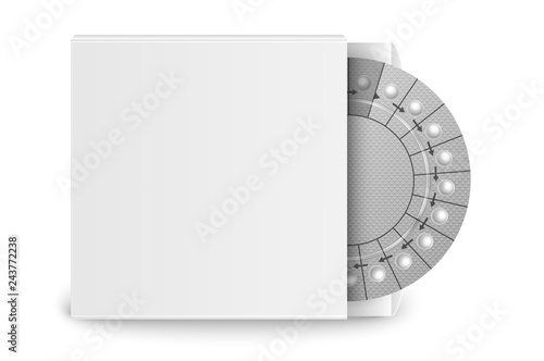 Vector Realistic Packaging of Birth Control Pills in Box Closeup Isolated. Contraceptive Pill, Hormonal Tablets. Design Template of Women Drugs for Mockup. Planning Pregnancy. Front View