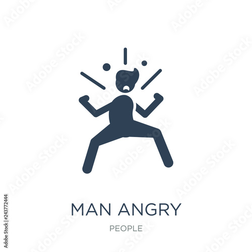 man angry icon vector on white background, man angry trendy filled icons from People collection, man angry vector illustration