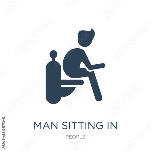 man sitting in the bathroom icon vector on white background, man sitting in the bathroom trendy filled icons from People collection, man sitting in the bathroom vector illustration