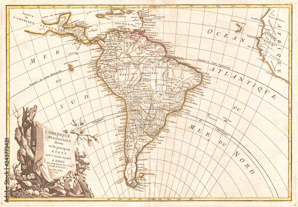 1762, Janvier Map of South America