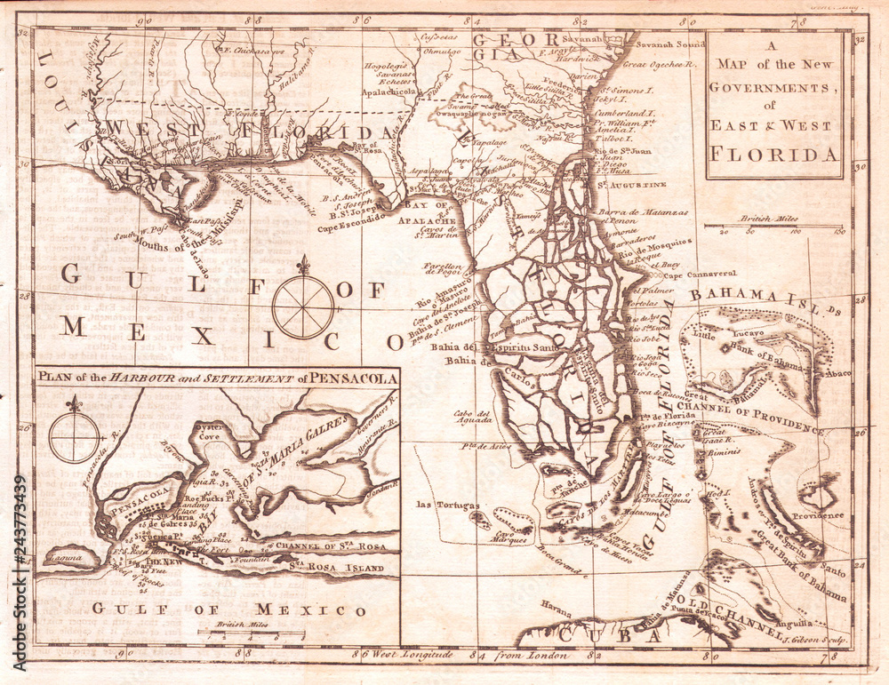 1763, Gibson Map of East and West Florida