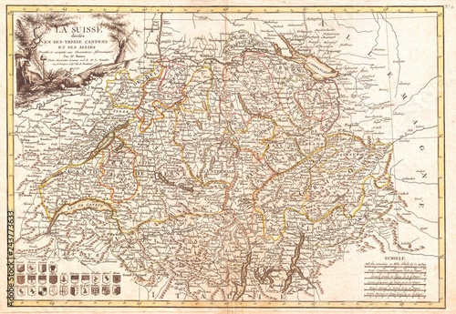 1771  Bonne Map of Switzerland  Rigobert Bonne 1727     1794  one of the most important cartographers of the late 18th century