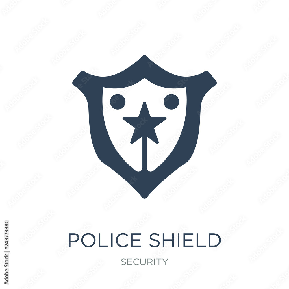 police shield icon vector on white background, police shield trendy filled icons from Security collection, police shield vector illustration