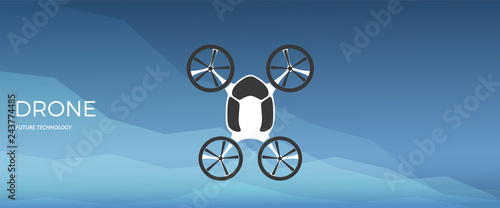 Modern robotic vector illustration with stylish smart robot flying car