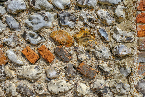 Closeup of ancient flint wall.