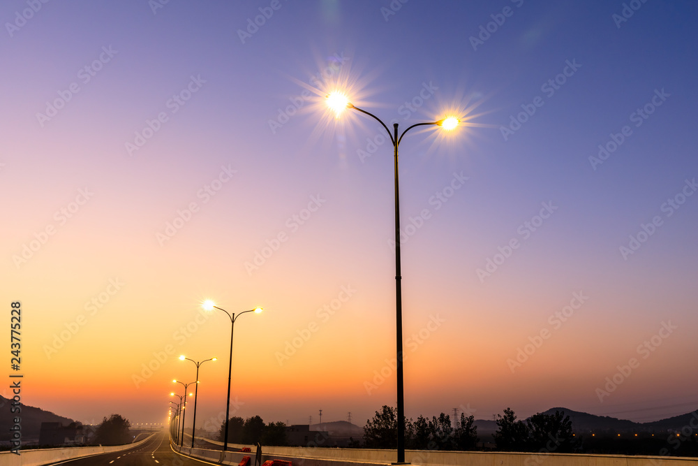 City road bright street lights at night