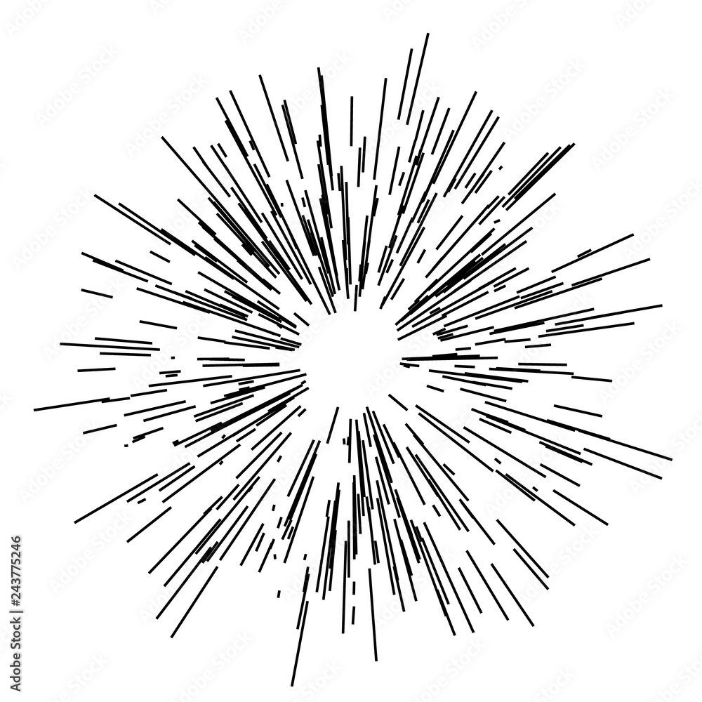Obraz premium Sun burst, star burst sunshine. Radiating from the center of thin beams, line