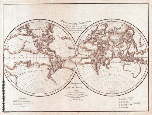1779, Pallas and Mentelle Map of the Physical World