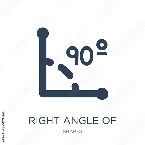 right angle of 90 degrees icon vector on white background, right angle of 90 degrees trendy filled icons from Shapes collection, right angle of 90 degrees vector illustration