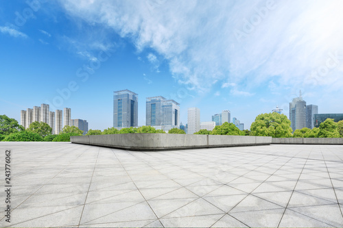 City square floor and modern commercial building in Shanghai