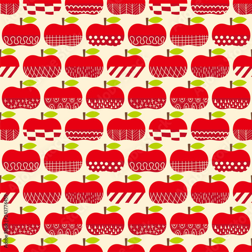 Apple background. Seamless pattern.Vector. りんごのパターン
