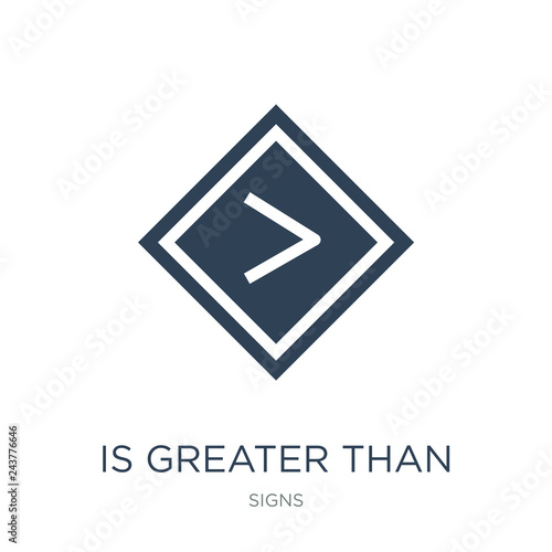 is greater than icon vector on white background, is greater than trendy filled icons from Signs collection, is greater than vector illustration