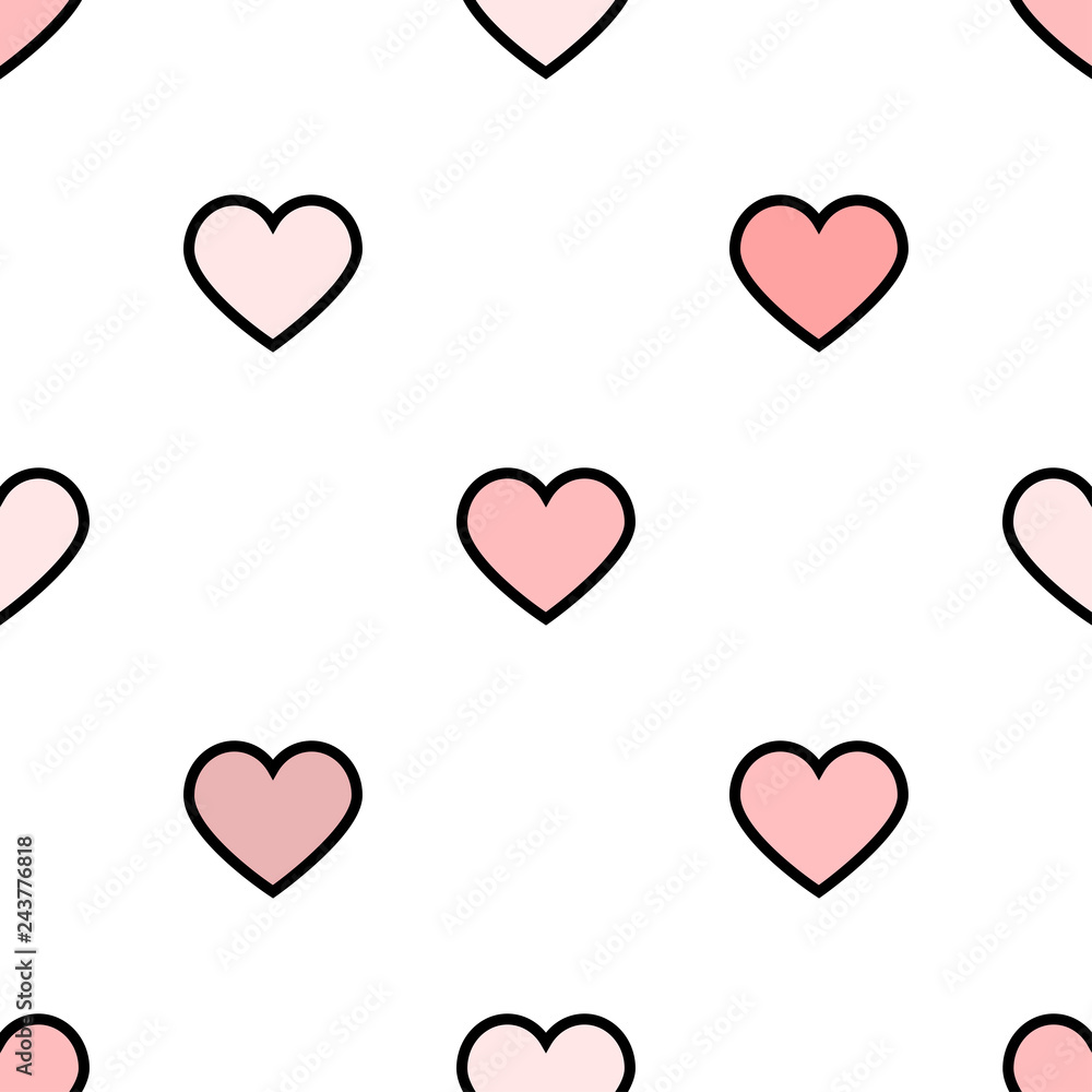 gently pink hearts with black stroke