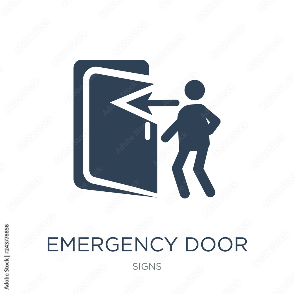 emergency door icon vector on white background, emergency door trendy filled icons from Signs collection, emergency door vector illustration