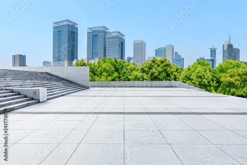 Empty square floor and modern commercial building in Shanghai © ABCDstock