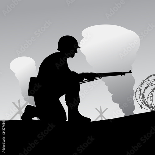 Original illustration of the allied D-Day invasion of Europe in 1944.
