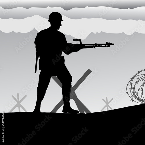 Original illustration of the allied D-Day invasion of Europe in 1944.