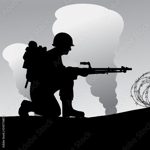 Original illustration of the allied D-Day invasion of Europe in 1944.