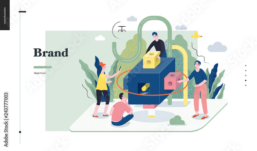 Technology 1 -Brand modern flat vector concept digital illustration branding metphor, company brand promotion. Business workflow and team management Creative landing web page design template