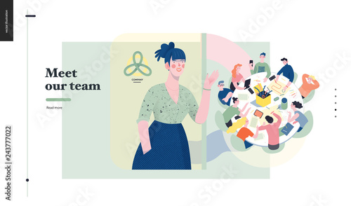 Technology 1 -Meet our team - modern flat vector concept digital illustration team metphor, company presentation. Business workflow and team management Creative landing web page design template