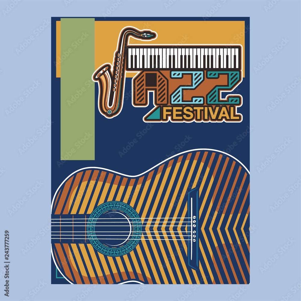 Obraz premium Indie musician concert show poster with acoustic guitar vector illustration - Vector