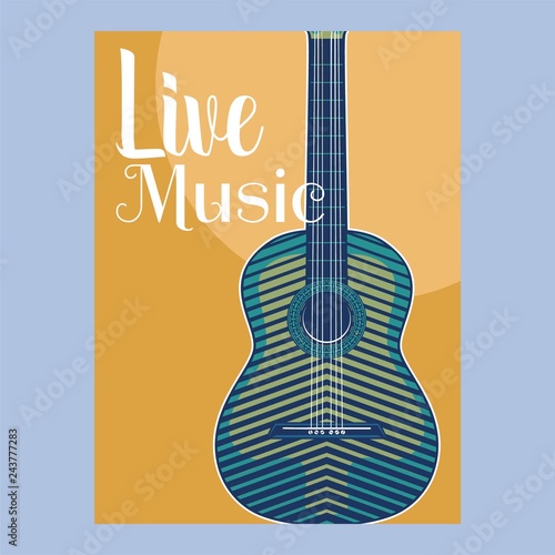 Indie musician concert show poster with acoustic guitar vector illustration - Vector