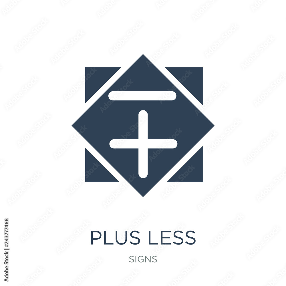 Obraz premium plus less icon vector on white background, plus less trendy filled icons from Signs collection, plus less vector illustration