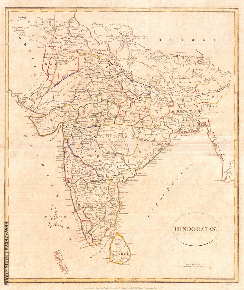1799, Clement Crutwell Map of Hindoostan